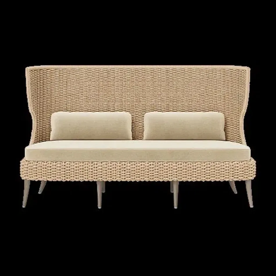 Arla Indoor/Outdoor Sofa Natural 75"W x 33"D x 44"H Twisted Faux Rope Havel Parchment Outdoor Performance Velvet