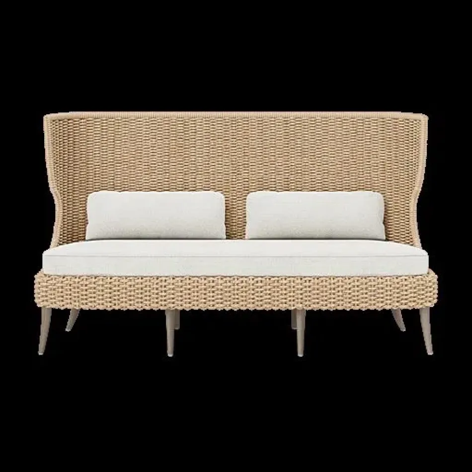 Arla Indoor/Outdoor Sofa Natural 75"W x 33"D x 44"H Twisted Faux Rope Lambro Cream High-Performance Boucle