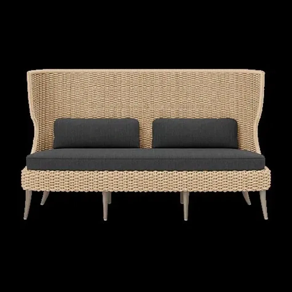 Arla Indoor/Outdoor Sofa Natural 75"W x 33"D x 44"H Twisted Faux Rope Pagua Black Pearl High-Performance Fabric