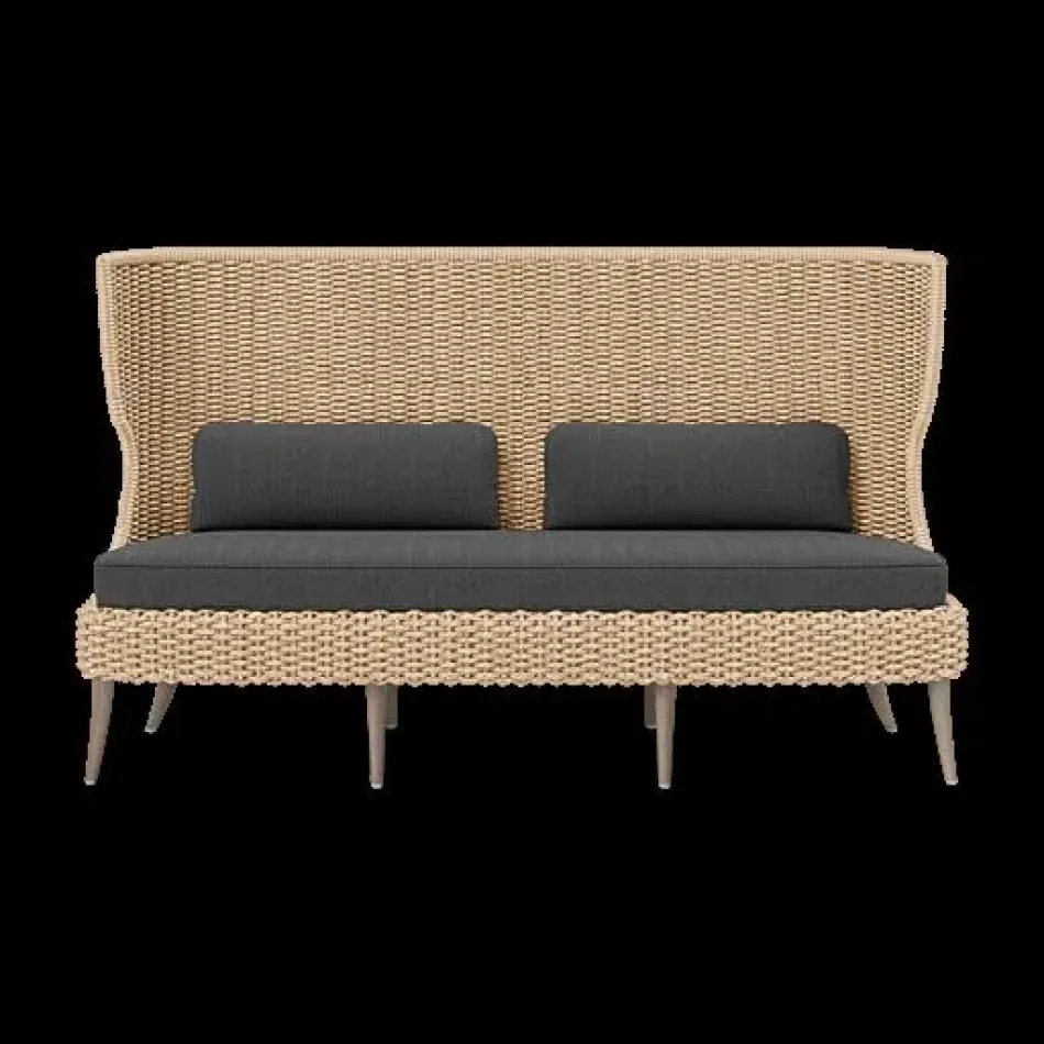 Arla Indoor/Outdoor Sofa Natural 75"W x 33"D x 44"H Twisted Faux Rope Pagua Graphite High-Performance Fabric