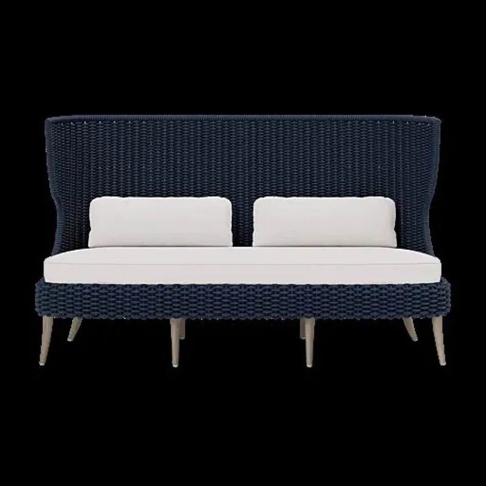 Arla Indoor/Outdoor Sofa Navy 75"W x 33"D x 44"H Twisted Faux Rope Alsek White High-Performance Fabric