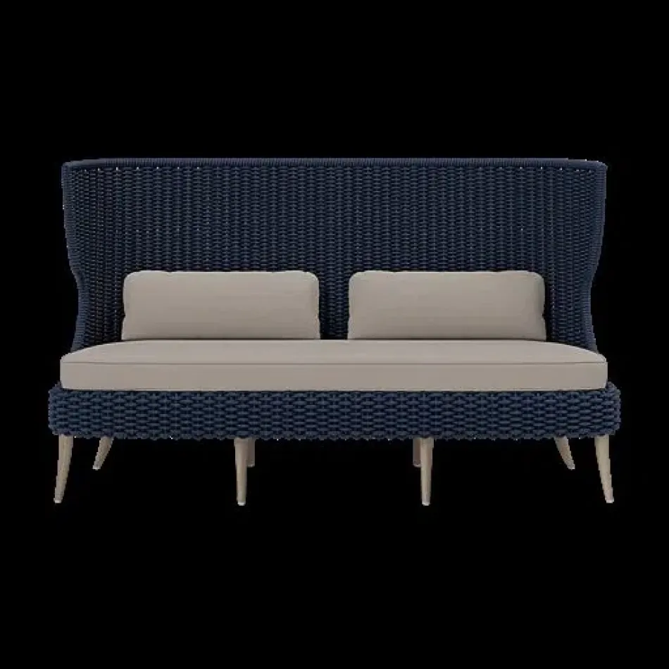Arla Indoor/Outdoor Sofa Navy 75"W x 33"D x 44"H Twisted Faux Rope Alsek Stone High-Performance Fabric