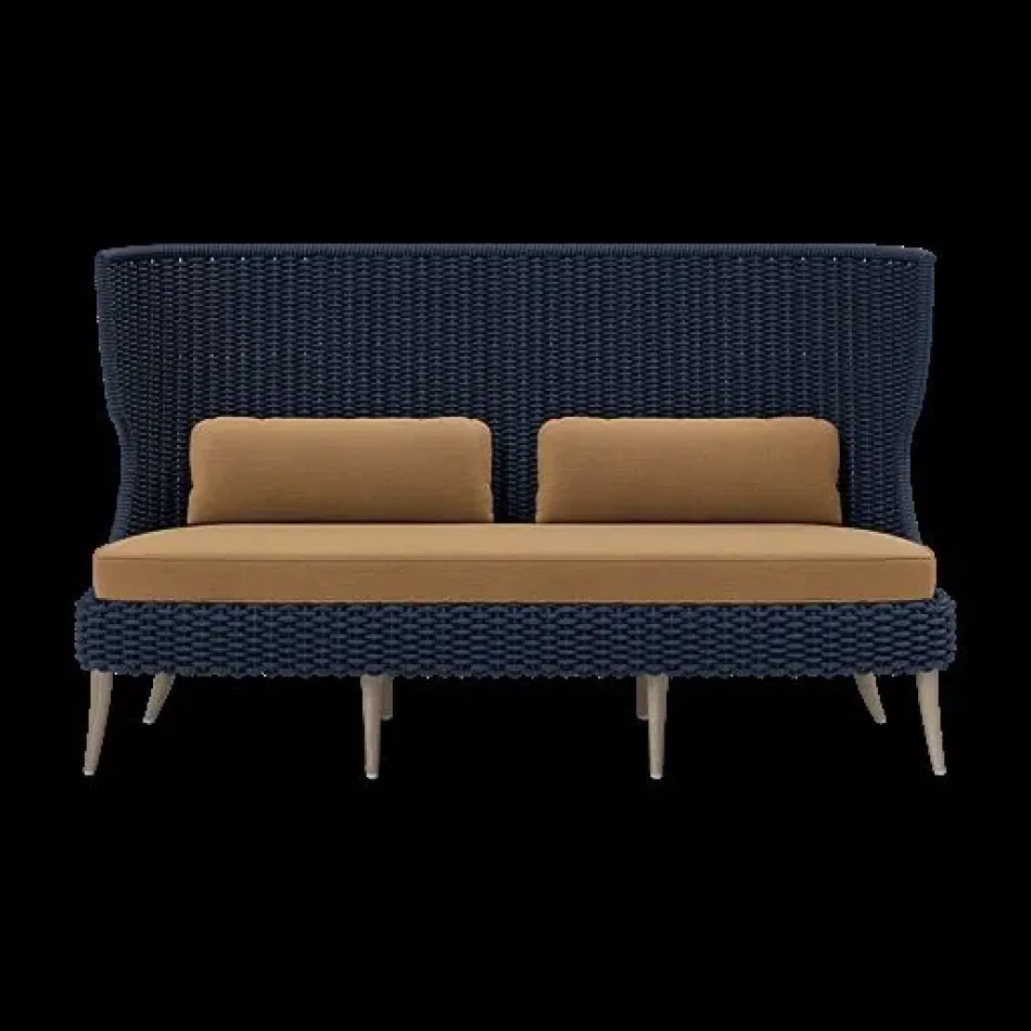 Arla Indoor/Outdoor Sofa Navy 75"W x 33"D x 44"H Twisted Faux Rope Havel Harvest Outdoor Performance Velvet