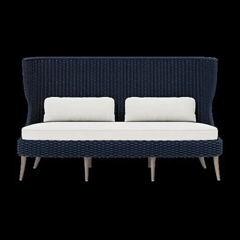 Arla Indoor/Outdoor Sofa Navy 75"W x 33"D x 44"H Twisted Faux Rope Pagua Cream High-Performance Fabric