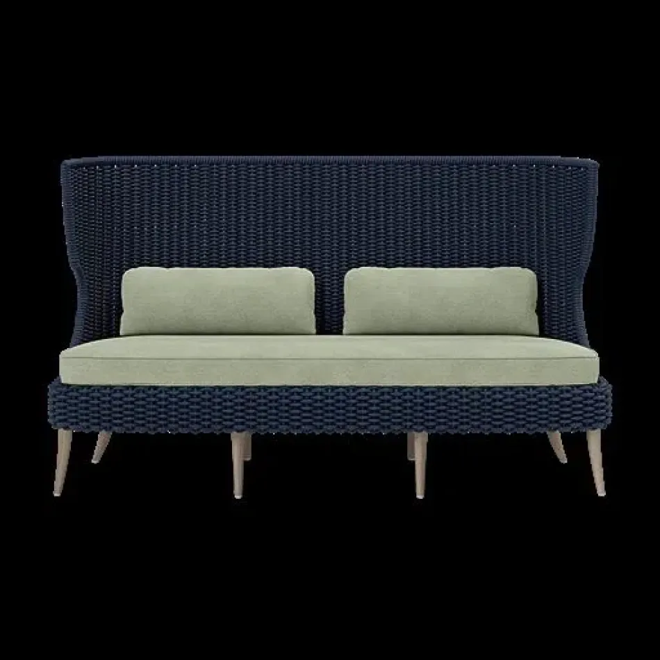 Arla Indoor/Outdoor Sofa Navy 75"W x 33"D x 44"H Twisted Faux Rope Weser Sage High-Performance Fabric High-Performance Fabric