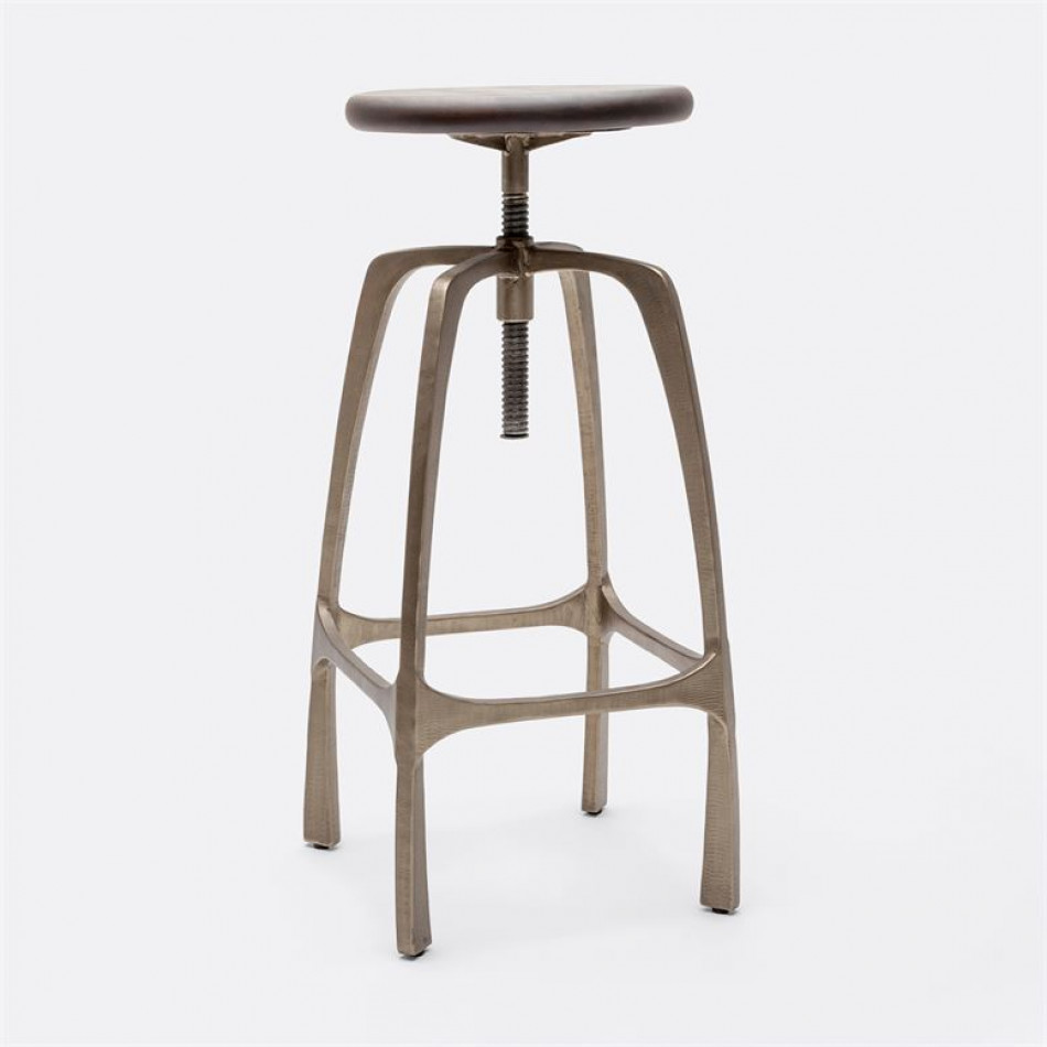 Beckett Bar Stool Aged Silver 12"D x 34"H Iron