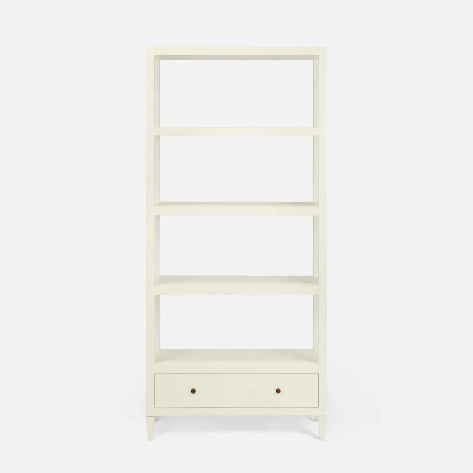 Conrad Bookcase Off-White 36"L x 14"W x 79"H Faux Raffia