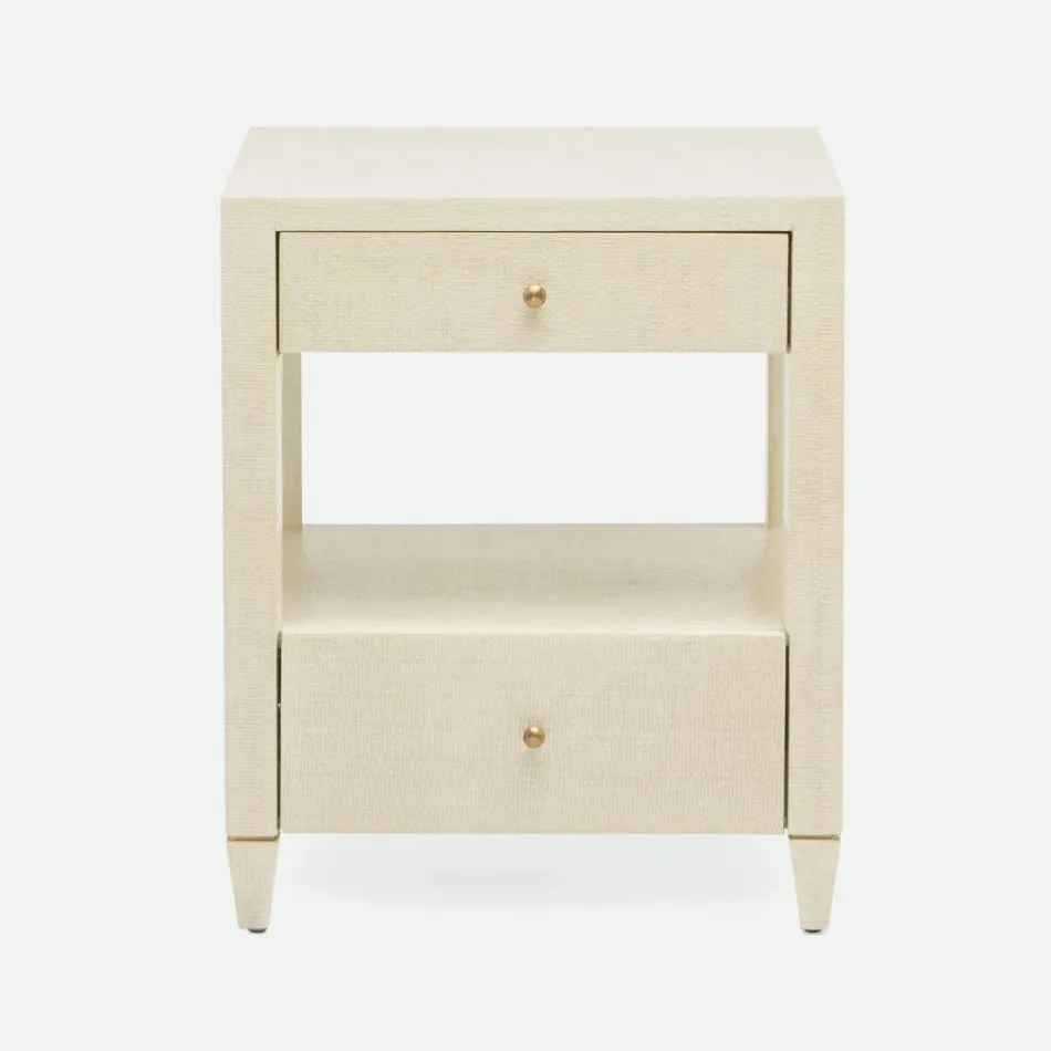 Conrad Nightstand Off-White Faux Raffia 18"L x 18"W x 22"H