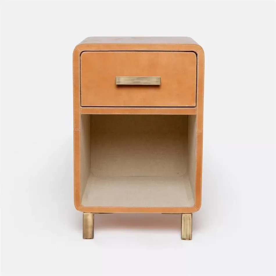 Dante Nightstand Aged Camel Full-Grain Leather