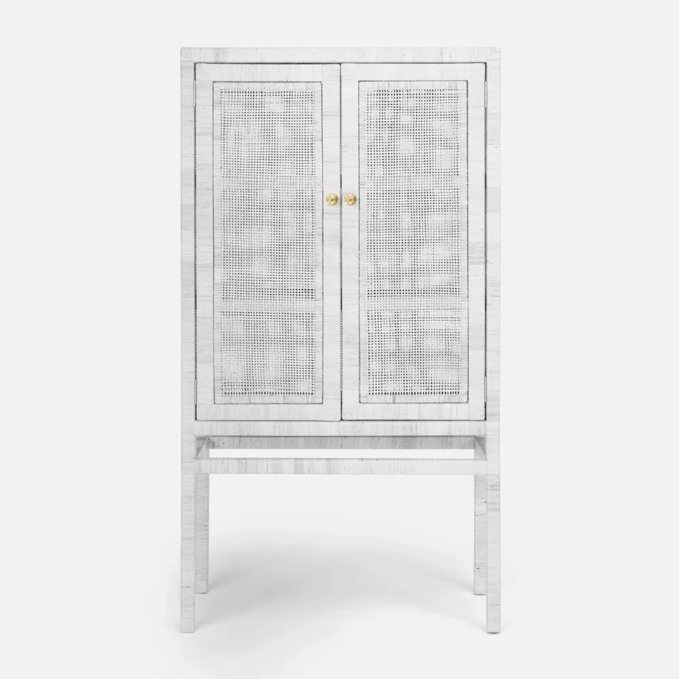 Isla Standing Cabinet 36"L x 16"W x 68"H White Peeled Rattan