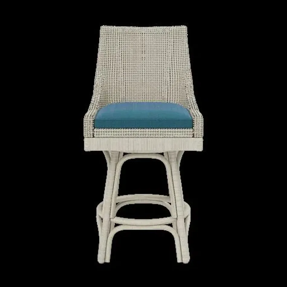 Isla Swivel Counter Stool 20"W x 23"D x 41"H French Gray Peeled Rattan Pagua Bombay High-Performance Fabric