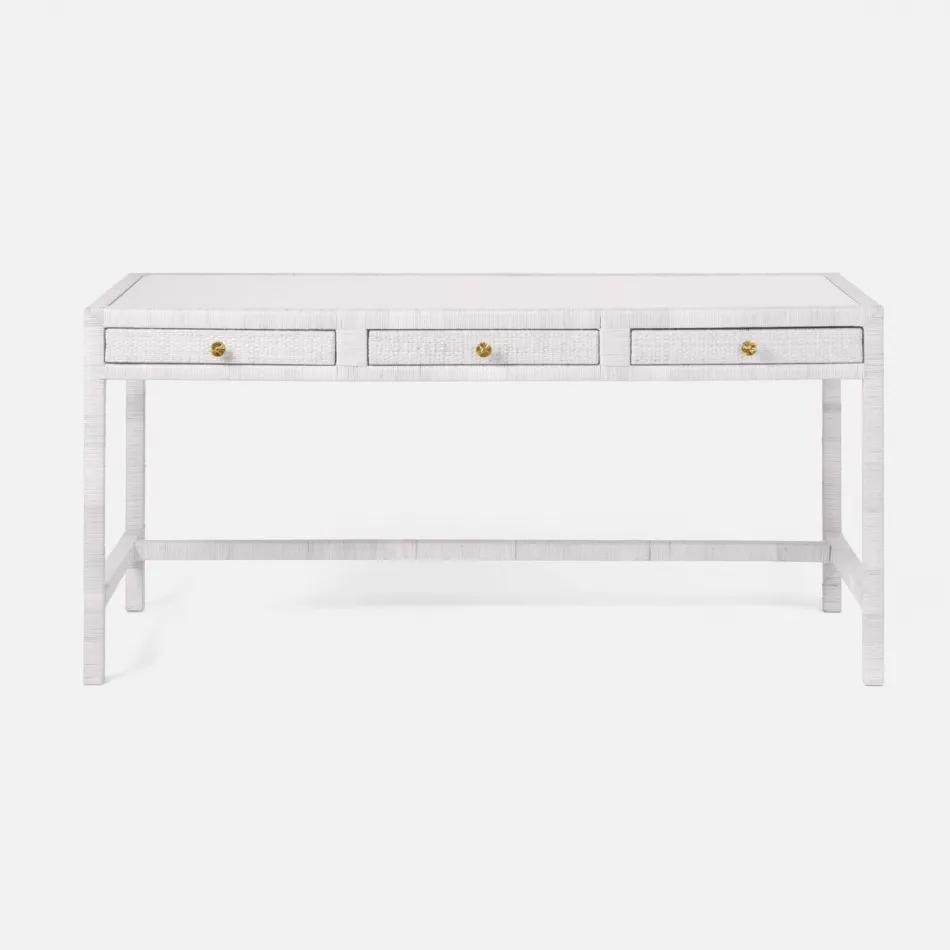 Isla Desk White Peeled Rattan 64"L x 30"W x 31"H