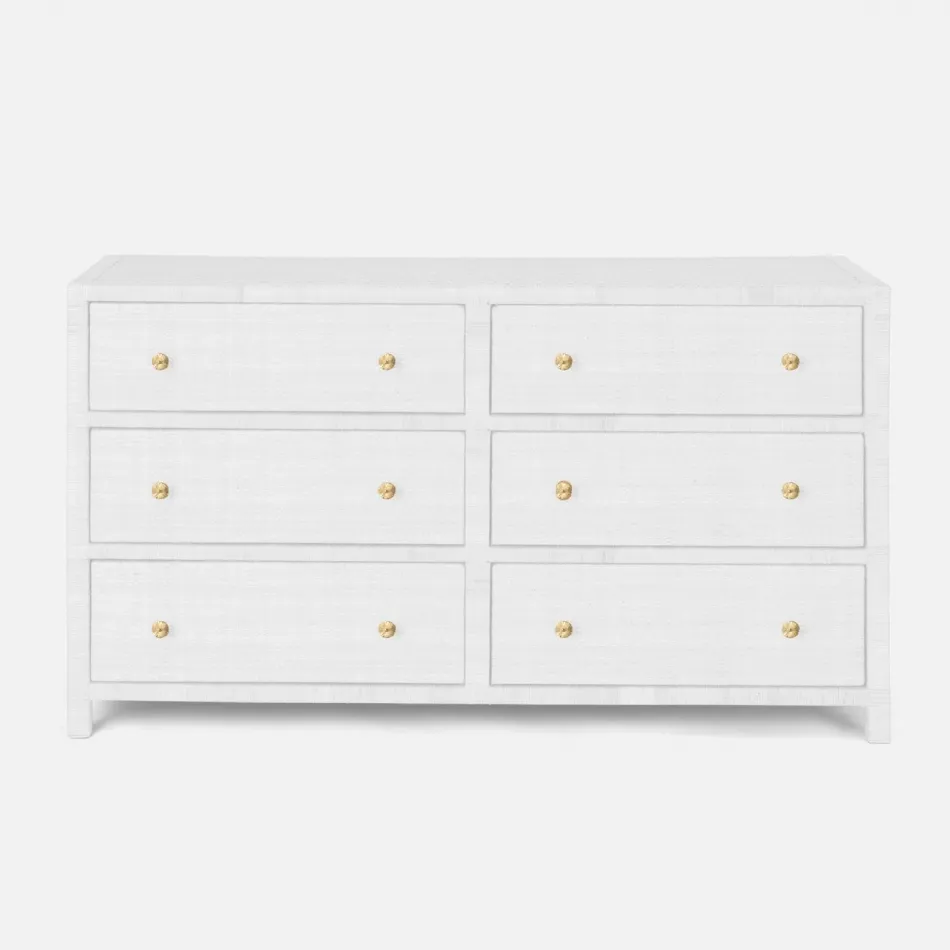 Isla Dresser 60"L x 20"W x 34"H White Peeled Rattan