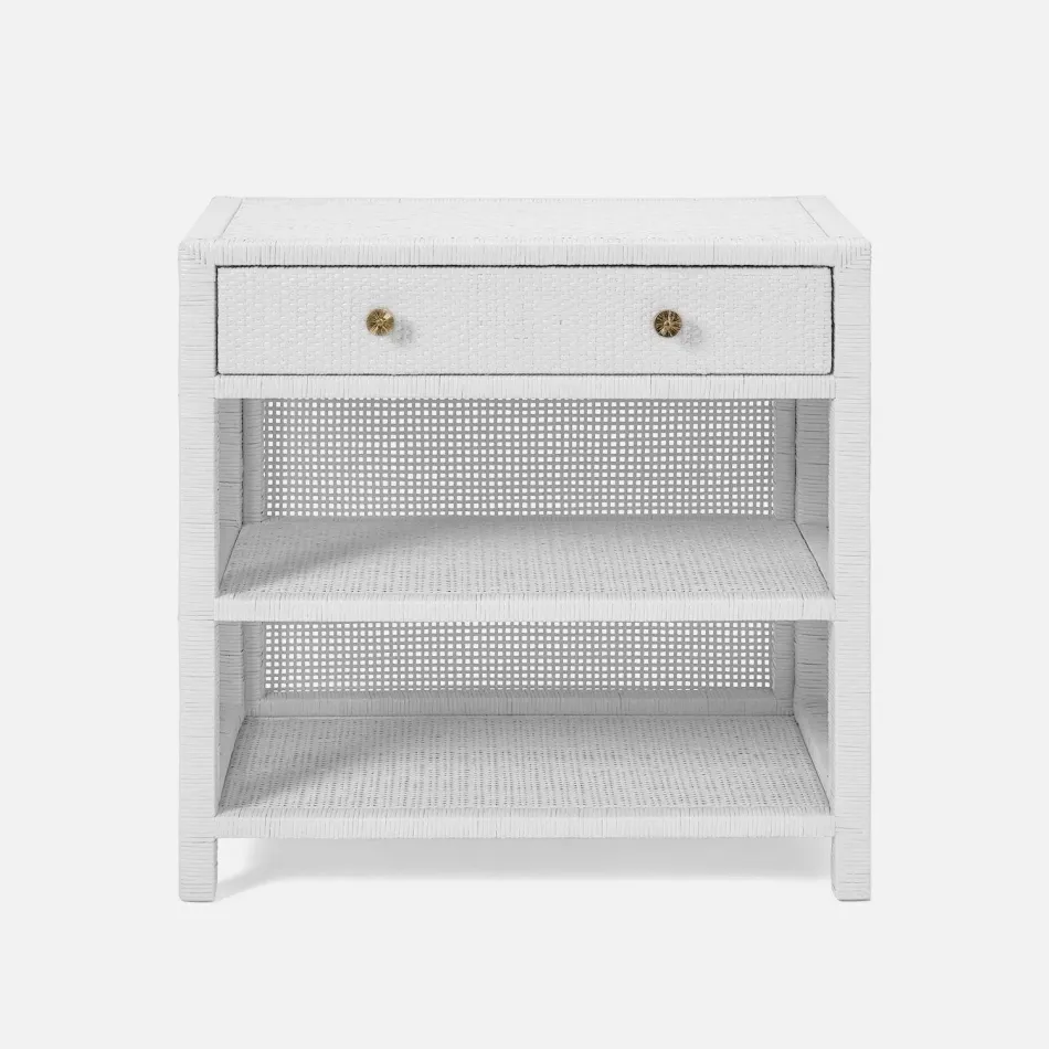 Isla Nightstand White Peeled Rattan 30"L x 18"W x 30"H