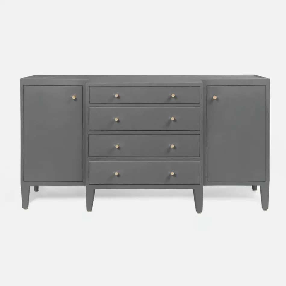 Jarin Deep Drawer Buffet 64"L x 18"W x 34"H Graphite Faux Belgian Linen