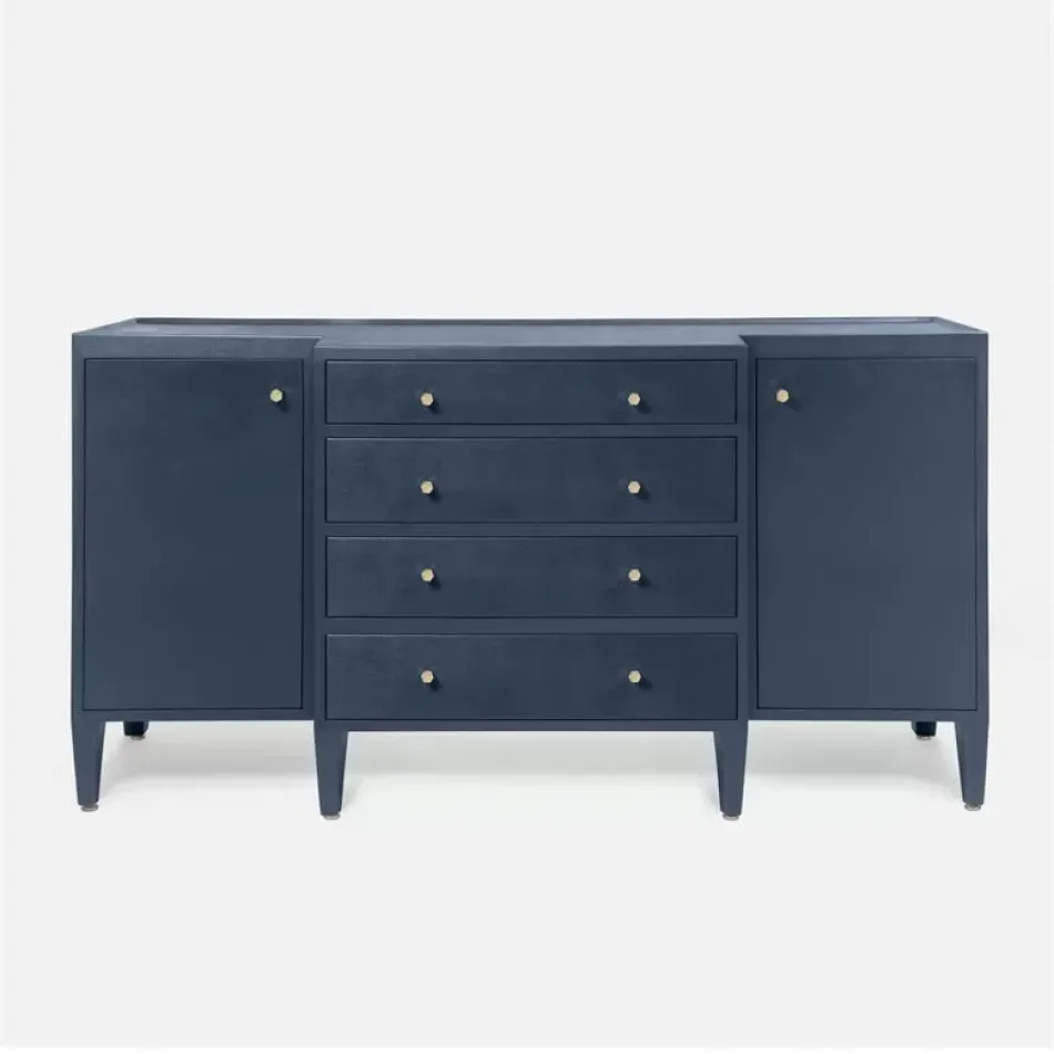 Jarin Deep Drawer Buffet 64"L x 18"W x 34"H True Navy Faux Belgian Linen