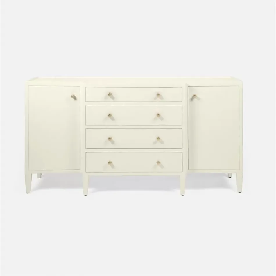 Jarin Deep Drawer Buffet 64"L x 18"W x 34"H White Faux Belgian Linen