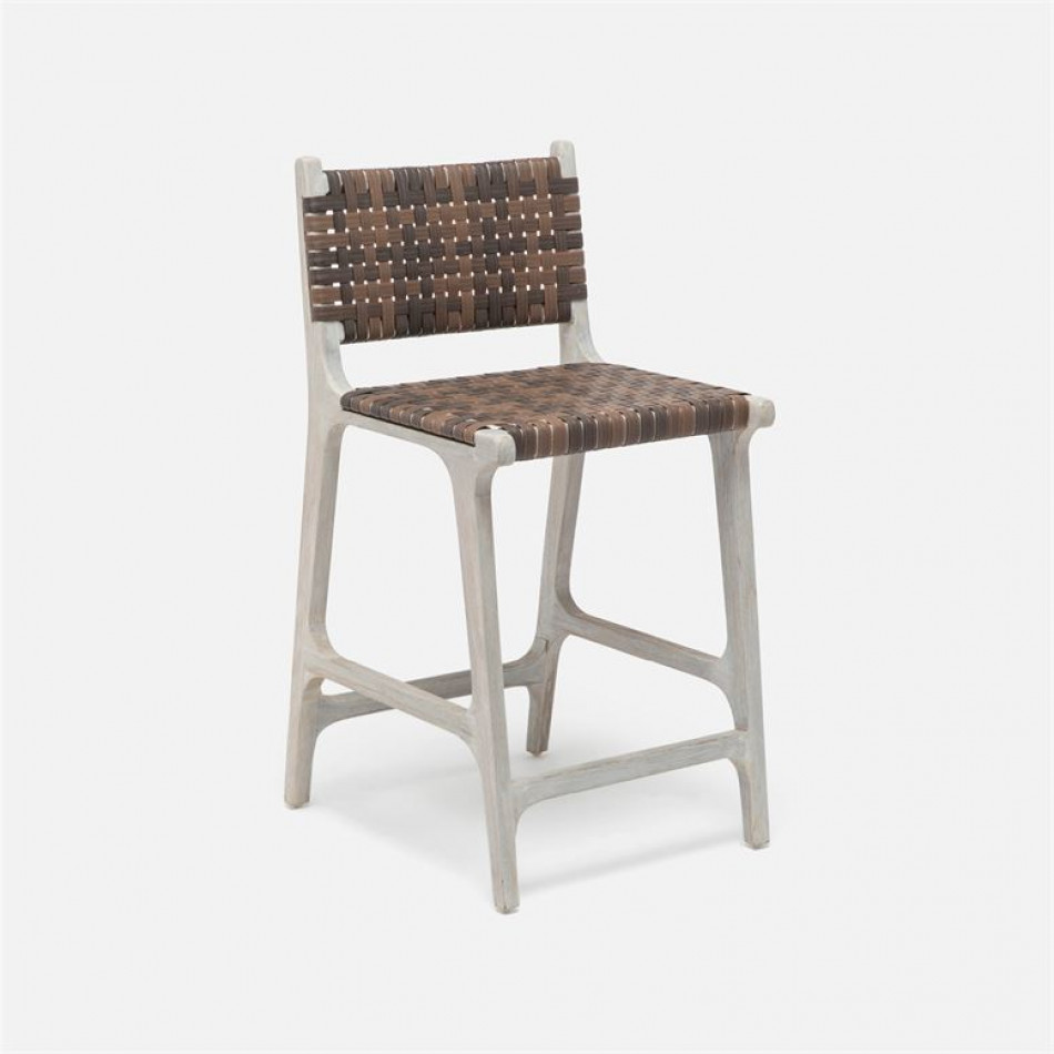 Rawley Indoor/Outdoor Counter Stool 18 in Lx20 in W x 36 in H Walnut Faux Rattan Gray Teak