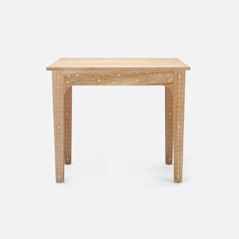 Tamsin Bleached White Teak/Bone Inlay Side Table 30"L x 18"W x 24"H