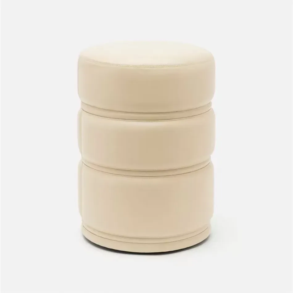 Vaughn Stool Cream 14 in D x 20 in H Full-Grain Leather