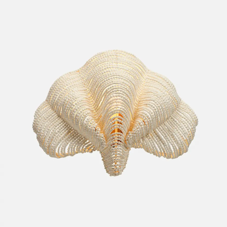 Delmar White/Gold Wood Beads/Metal Sconce 21"L x 11"Wx16"H