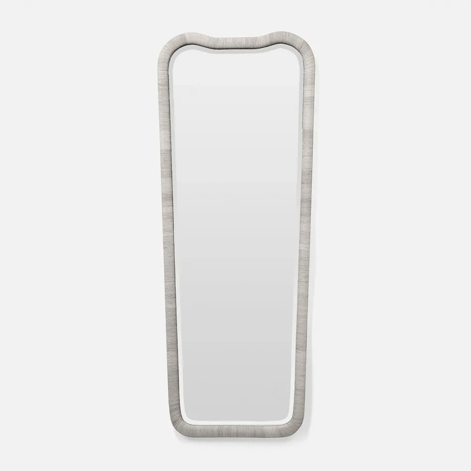 Anela French Gray Peeled Rattan Rectangular Mirror
