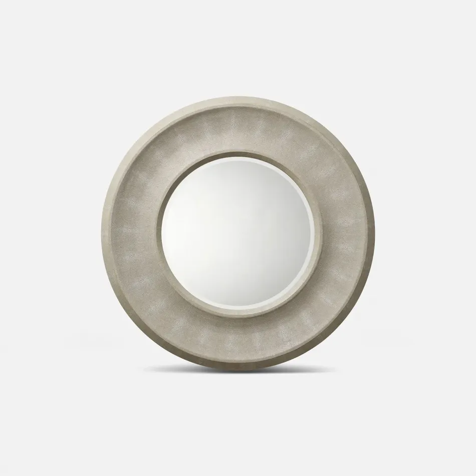 Blaise Sand Faux Shagreen Round Mirror 36"D