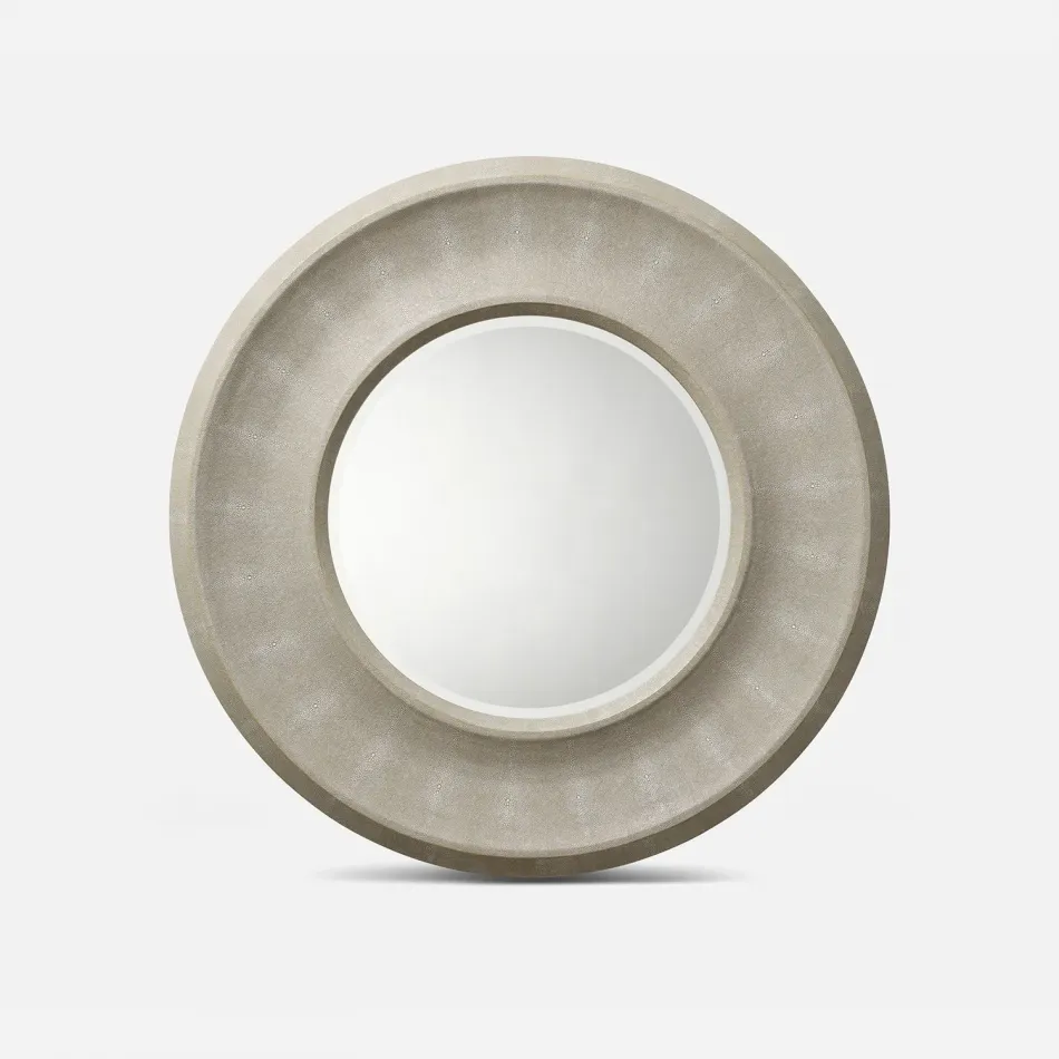 Blaise Sand Faux Shagreen Round Mirror
