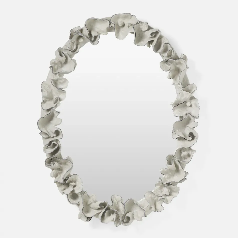 Coco 36"W x 47"H Cloud Gray Silver Faux Coral Rectangular Mirror