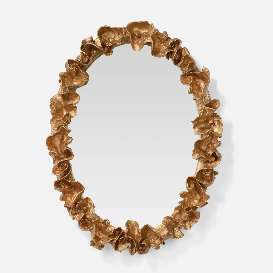 Coco Gold Faux Coral Oval Mirror 36"W X 47"H