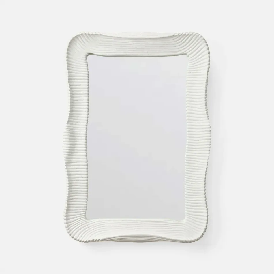 Dalio Matte White Ribbed Resin Rectangular Mirror 27"W X 38"H