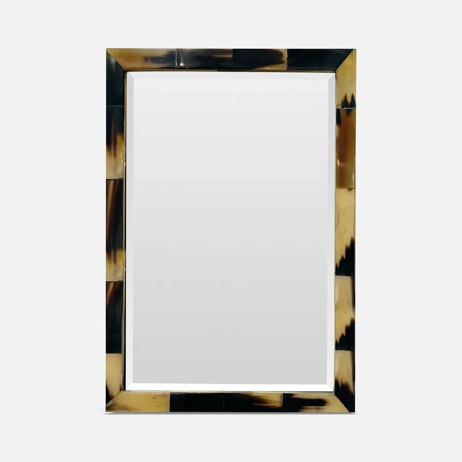 Everson Dark Semi-Gloss Horn Mix Rectangular Mirror 26"W x 38"H