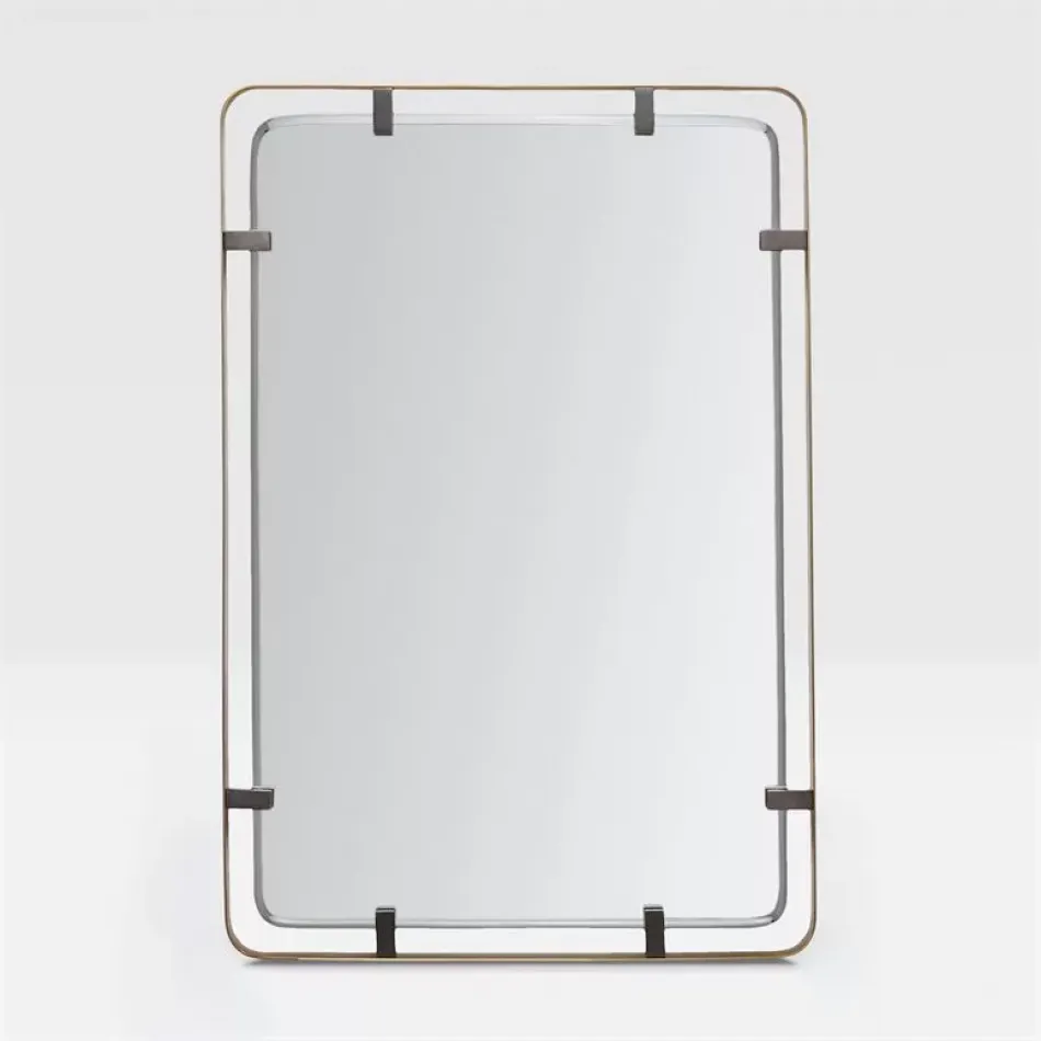 Fremont 26"W x 38"H Rectangular Matte Brass Steel Mirror