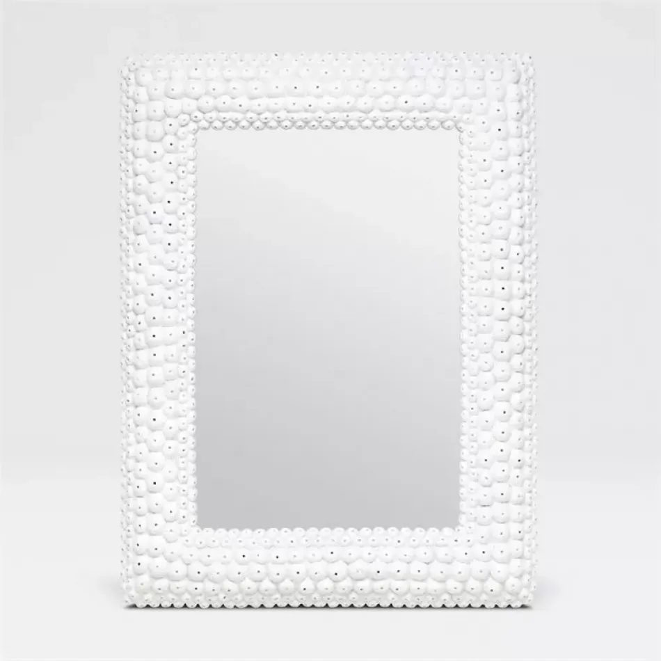 Helene 31"W x 41"H Rectangular Coral White Faux Sea Urchin Mirror