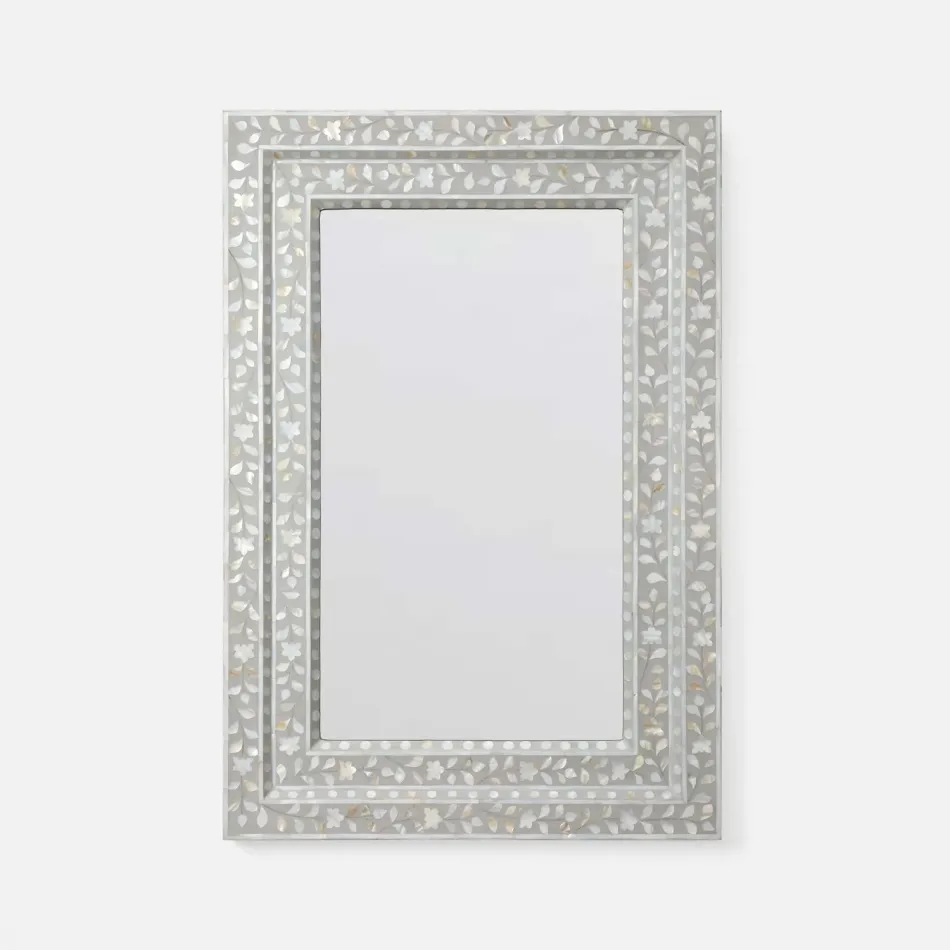 Hessa Natural/Gray Mother of Pearl/Resin Rectangular Mirror 26"W X 38"H