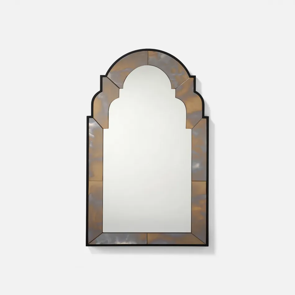 Inara Smoked Gold Antiqued Arch Mirror 26"W X 42"H