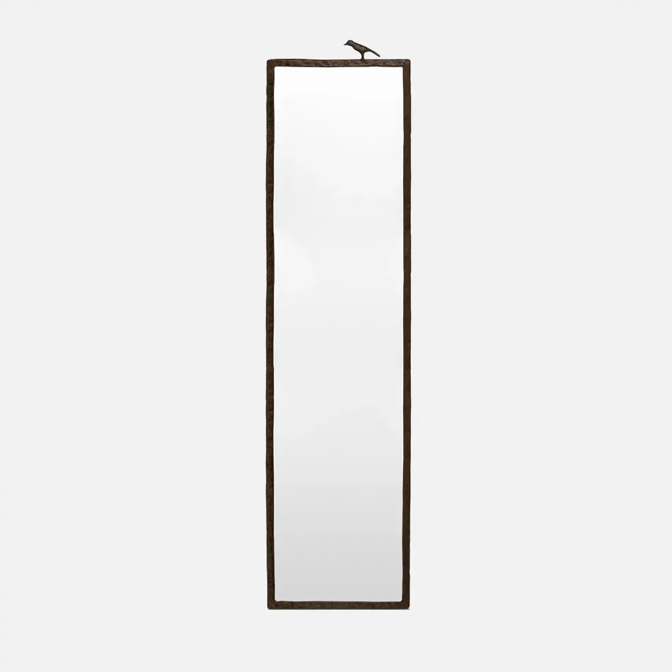 Joelle 1 Bird Oiled Bronze Metal Rectangular Mirror 17"W x 68"H