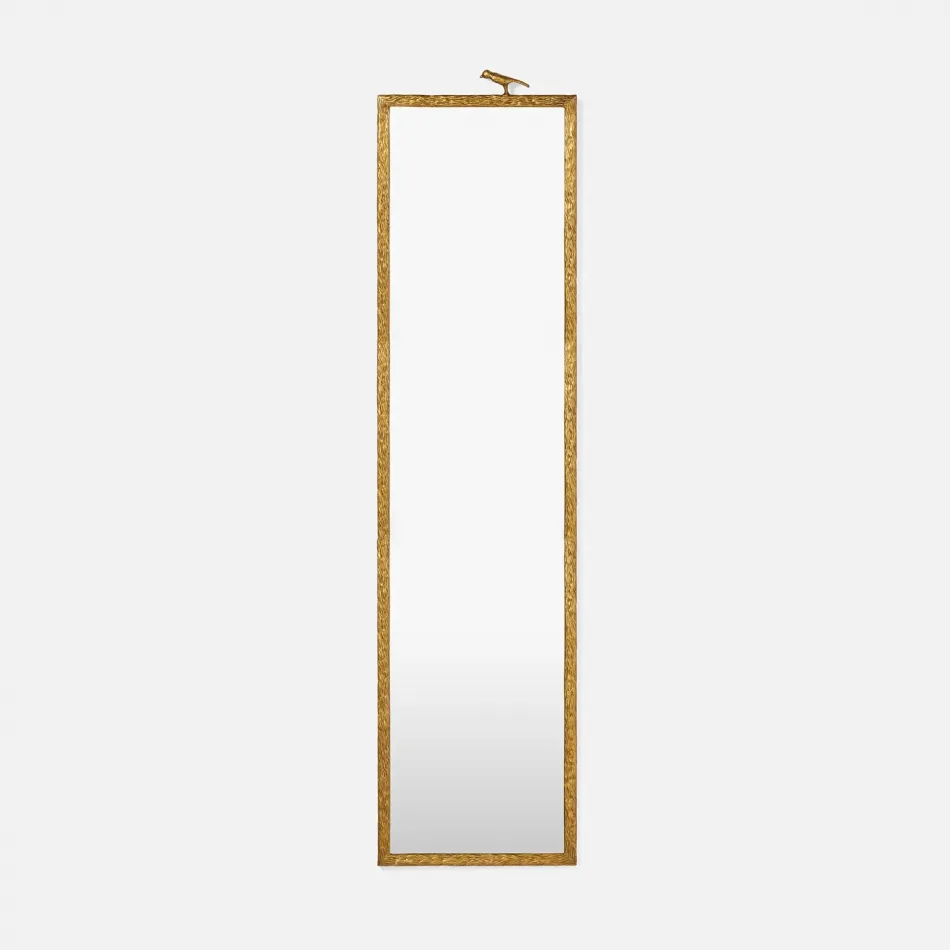 Joelle 1 Bird Polished Brass Metal Rectangular Mirror 17"W x 68"H