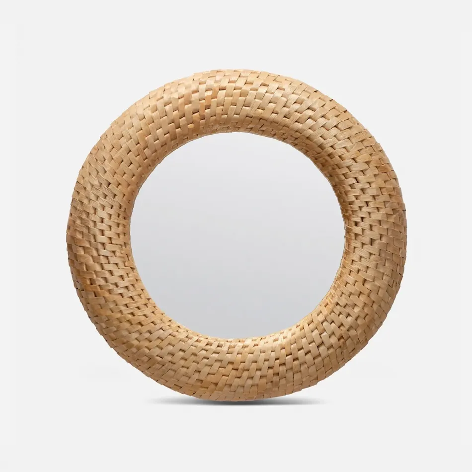 Kelly Natural Woven Banana Leaf Round Mirror
