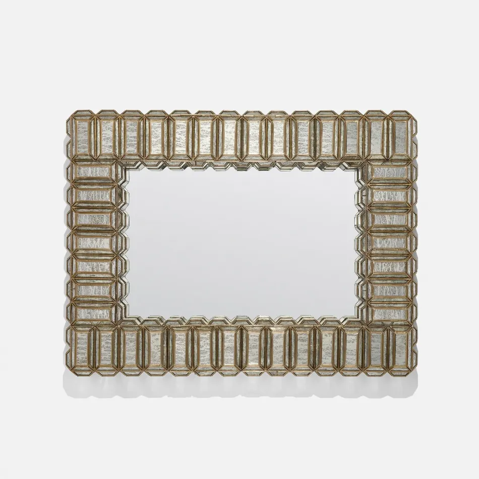 Mae 8-Light Antiqued/Antiqued Brass Mirror/Iron Rectangular Mirror 31"W x 41"H
