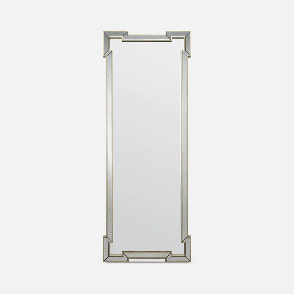 Norma Antiqued/Palladian Silver Mirror/Oak Rectangular Mirror 26"W x 68"H