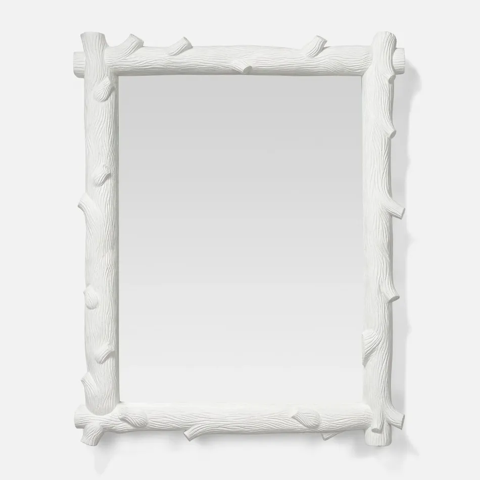Otto White Faux Driftwood Rectangular Mirror 32"W X 40"H