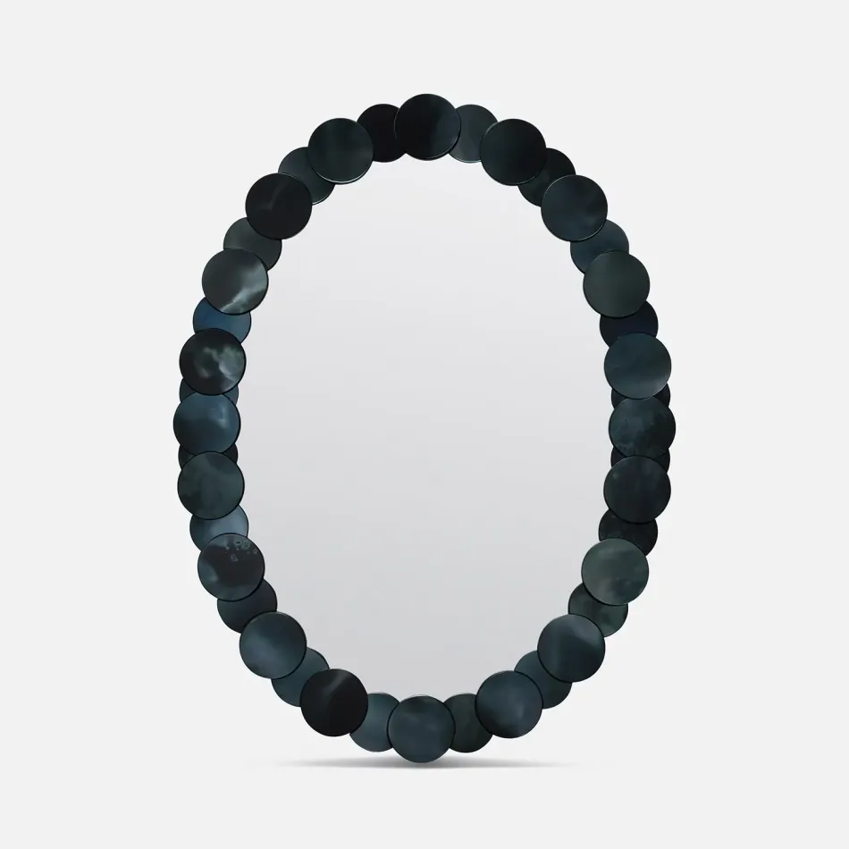 Saffi Midnight Fog Antiqued Mirror Rectangular Mirror 30"W x 40"H