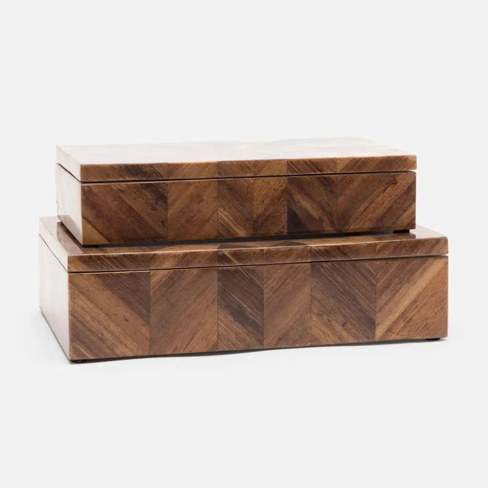 Jada Box Set of Two (15"L x 9"W x 4"H, 13.5"L x 7"W x 3"H) Natural Banana Bark