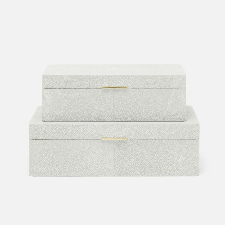 Kiraz Box Set Of 2 Blanc Realistic Faux Shagreen