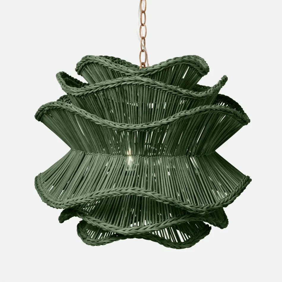Alondra Hunter Green Rattan Chandelier 22"D x 18"H