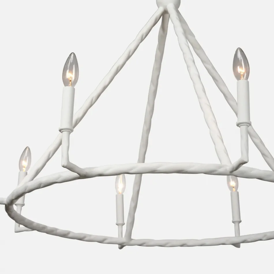 Aloni 36"D x 26"H White Gesso Metal Chandelier