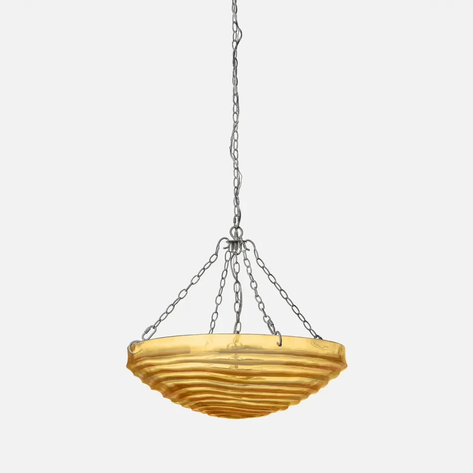 Hetty 28"D x 24"H Chamomile Silver Translucent Resin Metal 5-Chain.Metal 5-Chain Chandelier