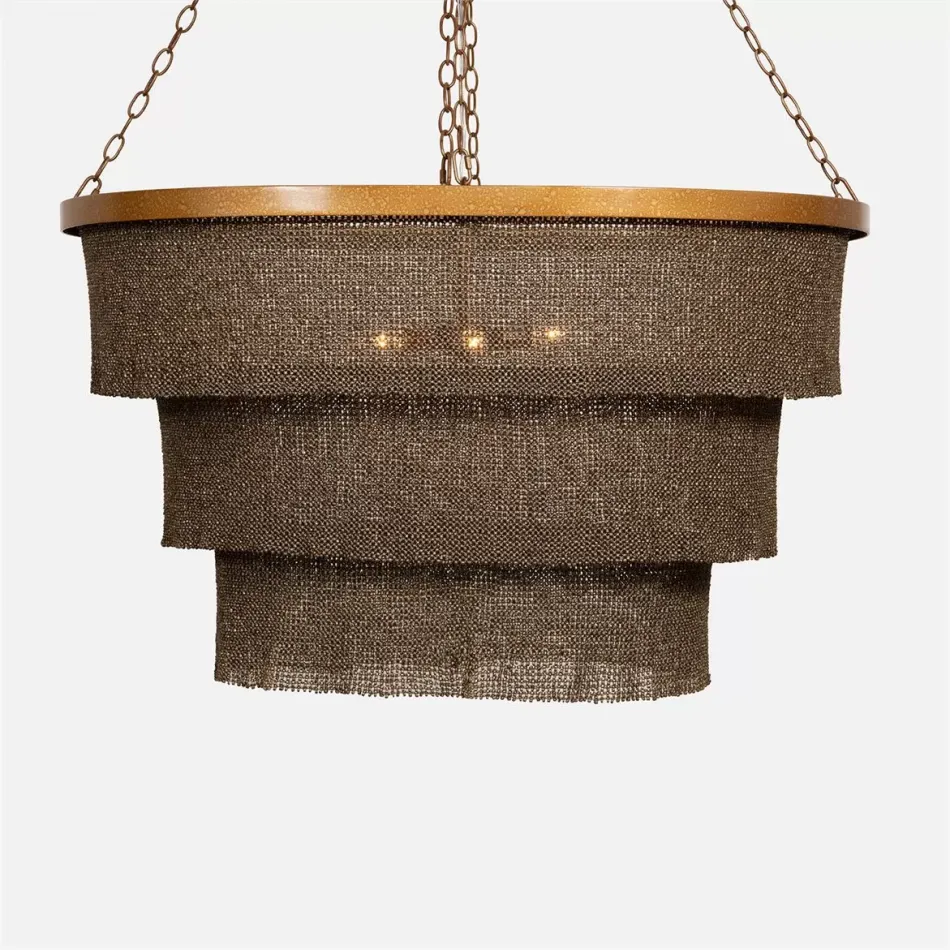Patricia Oval Chandelier 42"Lx28"Wx25"H Bronze Gold Coco Beads Metal