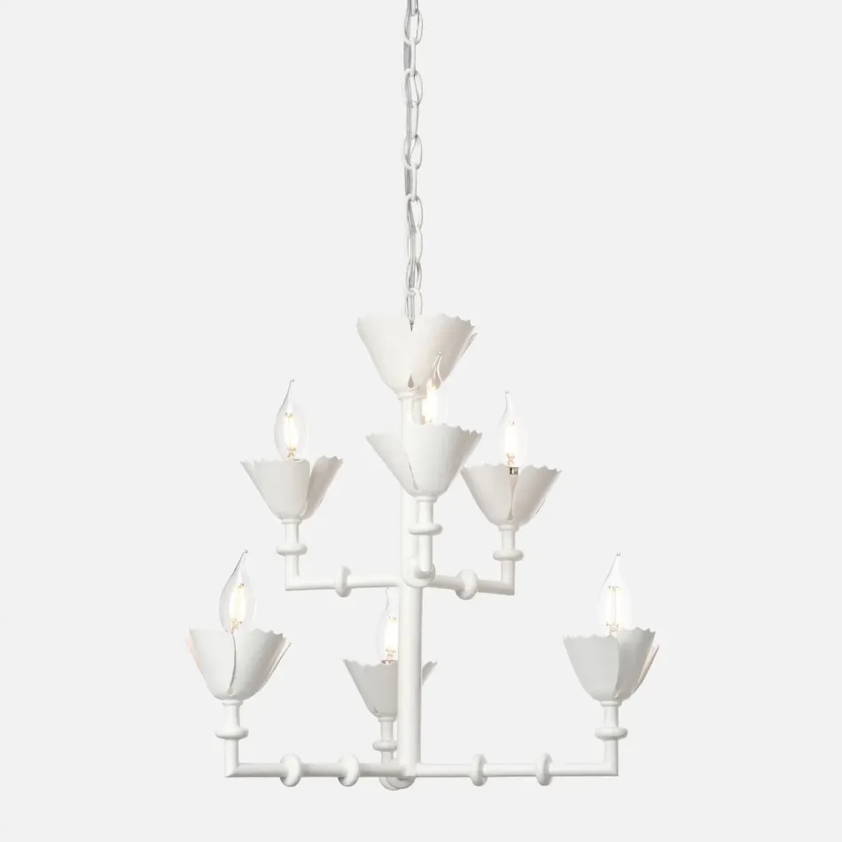 Thalia 21"D x 19"H White Gesso Metal Chandelier